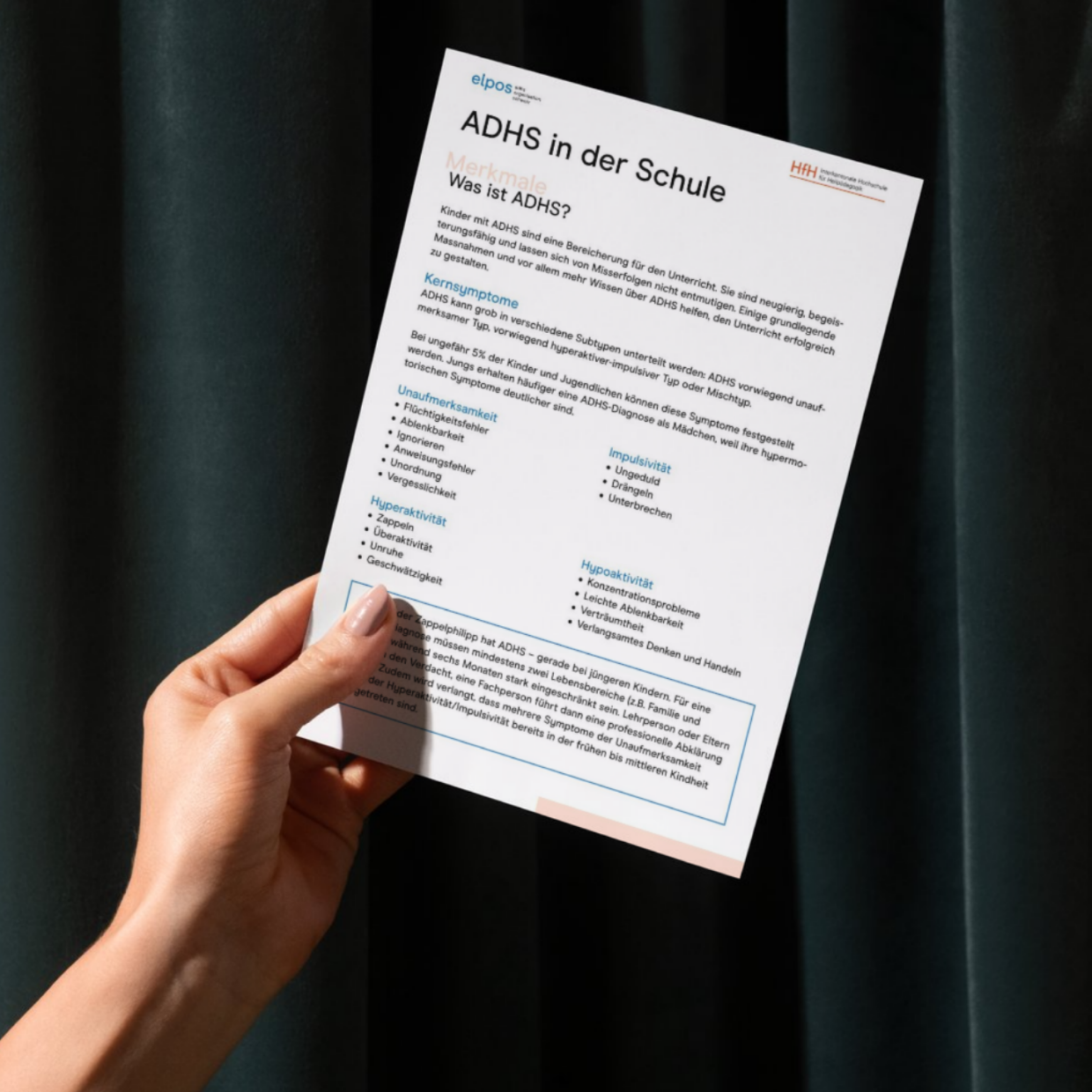 Merkblatt "ADHS in der Schule" für Lehrpersonen