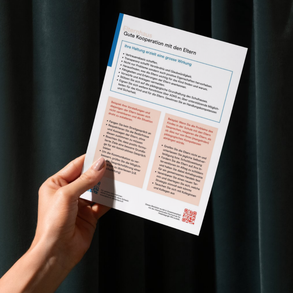 Merkblatt "ADHS in der Schule" für Lehrpersonen