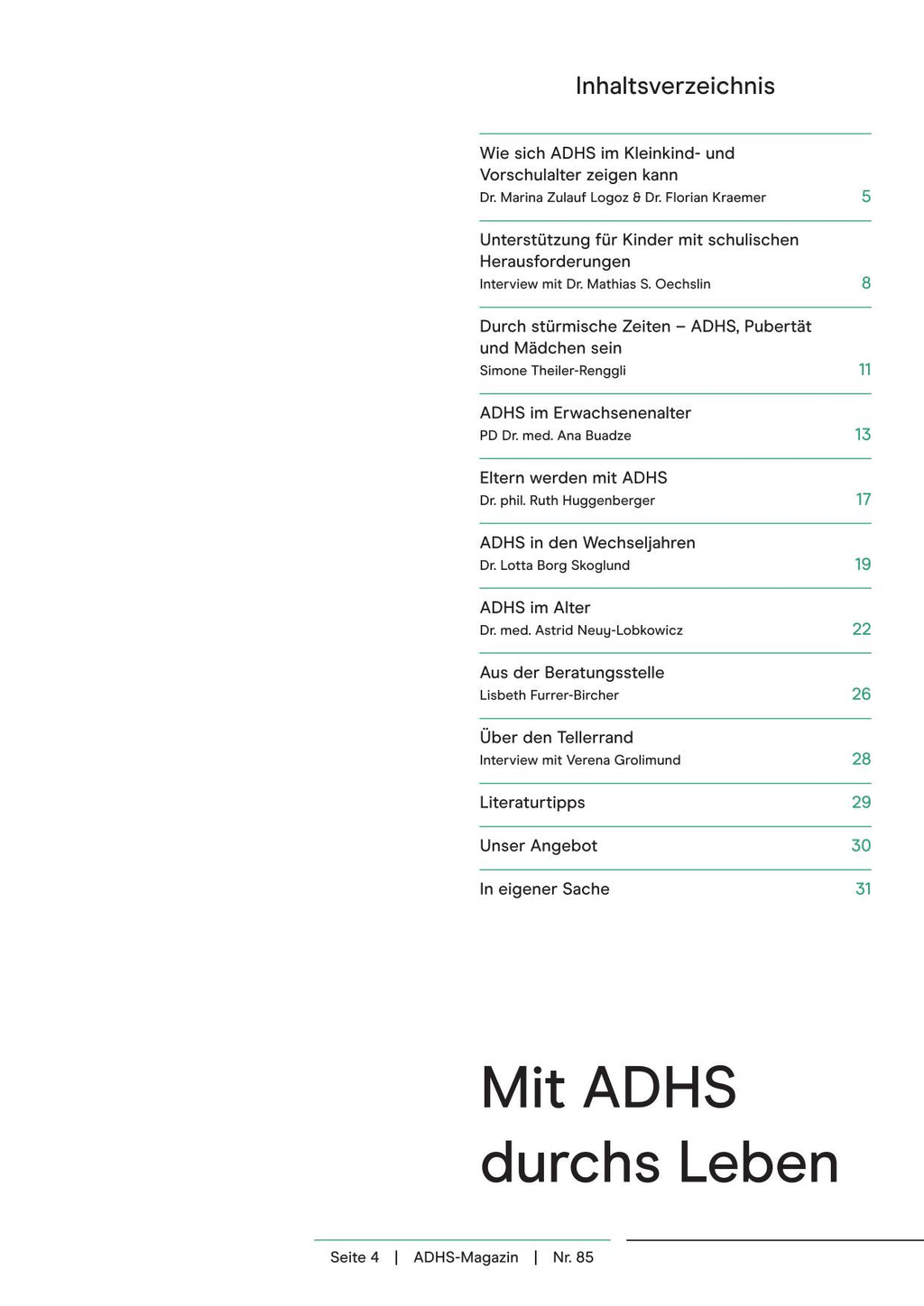 ADHS-Magazin Nr. 85 I Mit ADHS durchs Leben